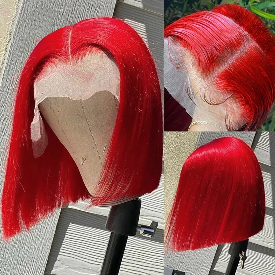 Red Bob wig human hair