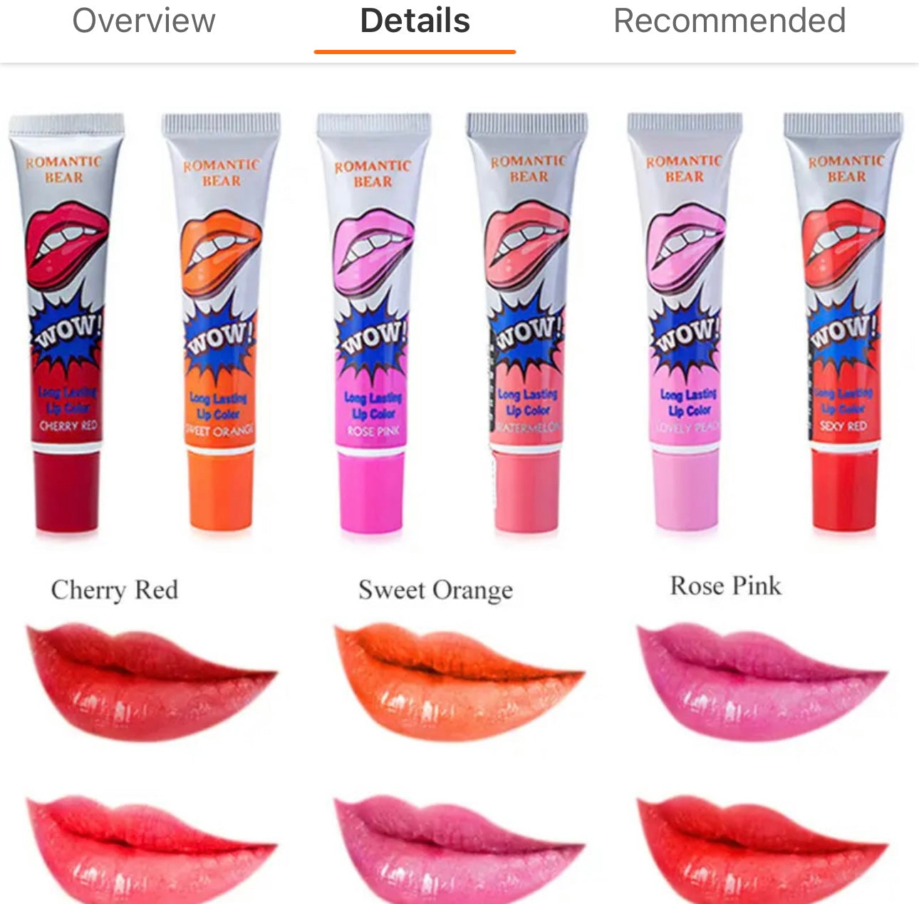 Long lasting lipgloss (6) pack