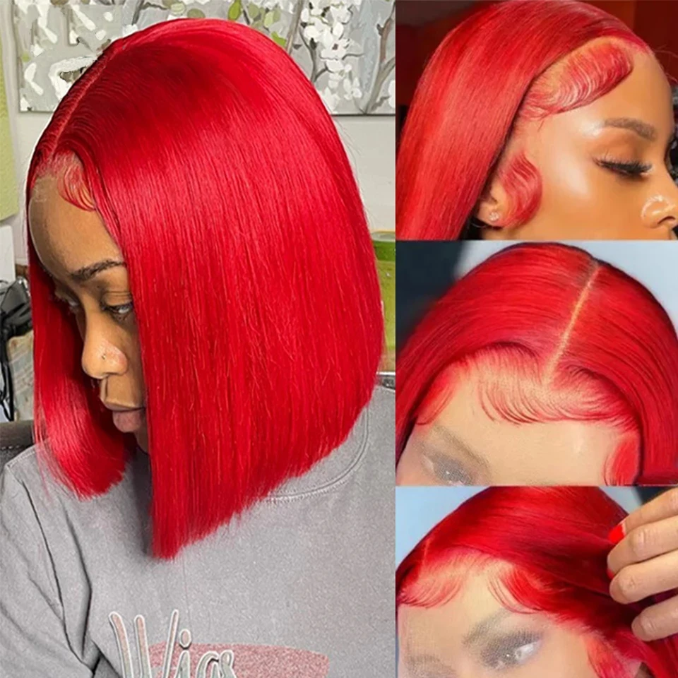 Red Bob wig human hair